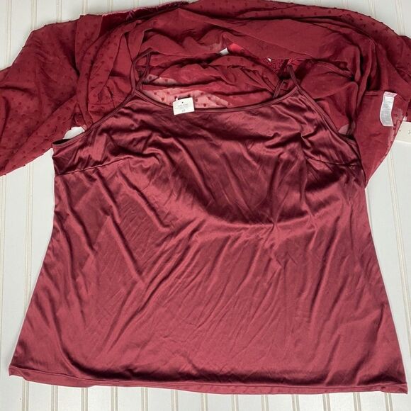 Style & Co Eyelet Red Swiss Dot Velvet Velour Yoke Top Blouse 3X NWT - Picture 9 of 11